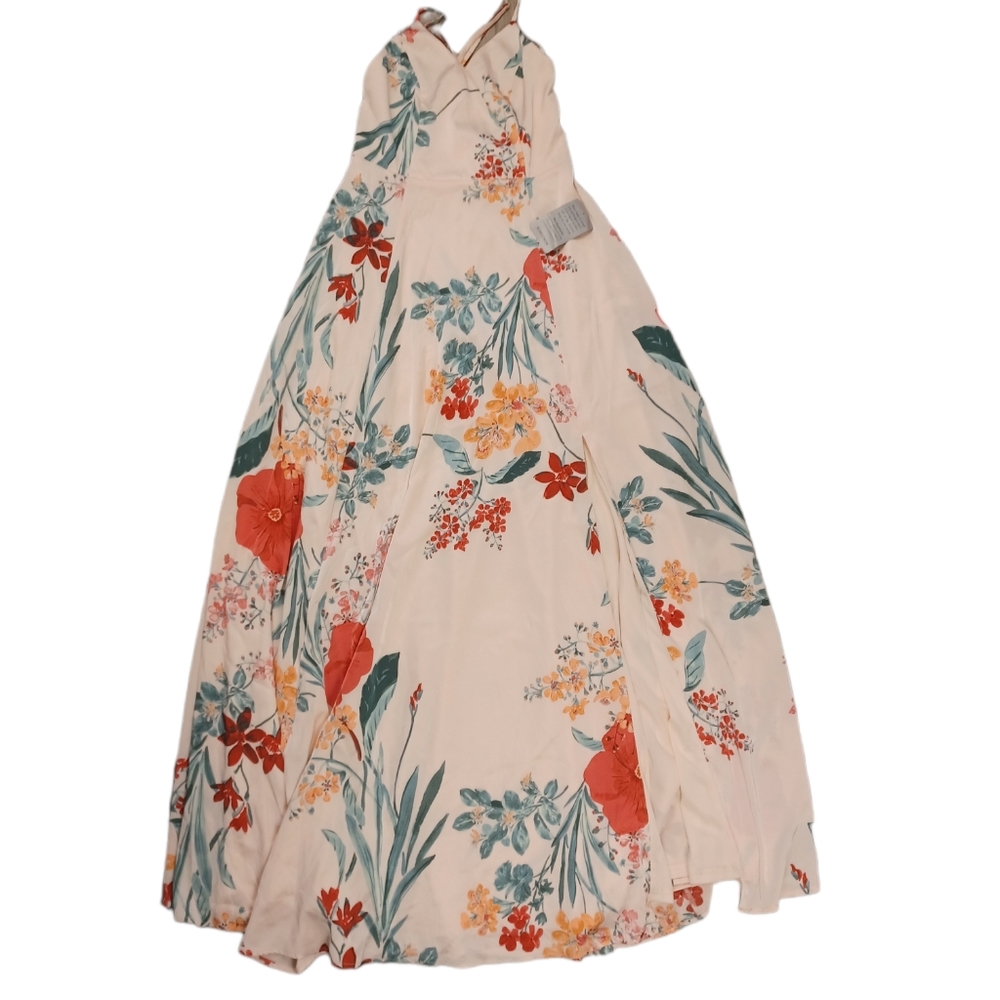 Lulus Still the One Blush Pink Floral Print Satin Maxi Dress Size Small